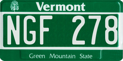 VT license plate NGF278