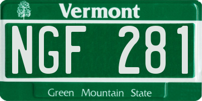 VT license plate NGF281
