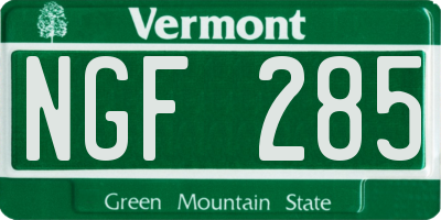 VT license plate NGF285