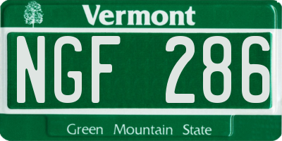 VT license plate NGF286