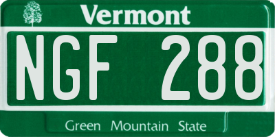 VT license plate NGF288