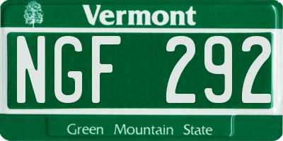 VT license plate NGF292