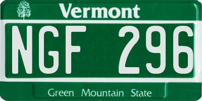 VT license plate NGF296