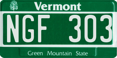 VT license plate NGF303