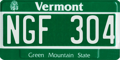 VT license plate NGF304