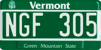 VT license plate NGF305