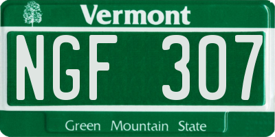VT license plate NGF307