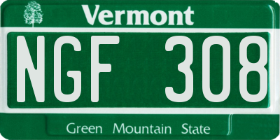 VT license plate NGF308