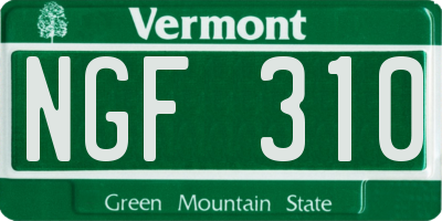 VT license plate NGF310