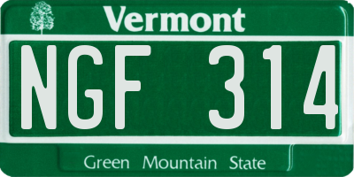 VT license plate NGF314