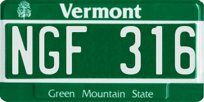 VT license plate NGF316