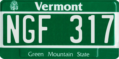 VT license plate NGF317
