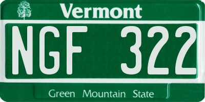 VT license plate NGF322