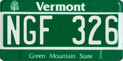 VT license plate NGF326