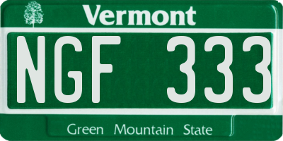 VT license plate NGF333