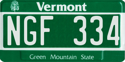 VT license plate NGF334
