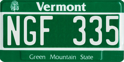 VT license plate NGF335
