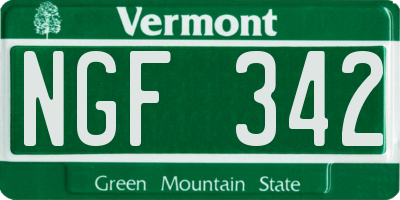 VT license plate NGF342