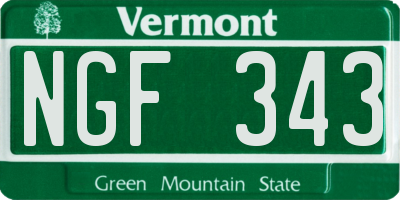 VT license plate NGF343