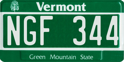 VT license plate NGF344