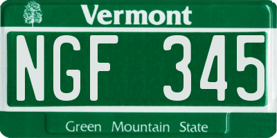 VT license plate NGF345