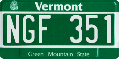 VT license plate NGF351