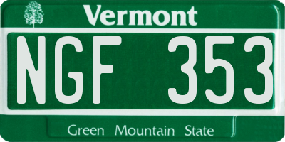 VT license plate NGF353
