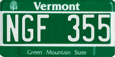 VT license plate NGF355
