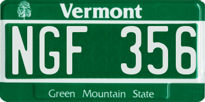 VT license plate NGF356