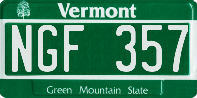 VT license plate NGF357