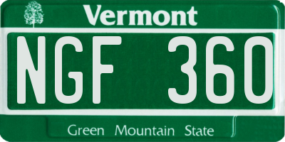 VT license plate NGF360