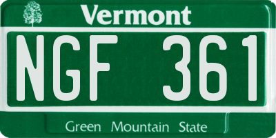 VT license plate NGF361