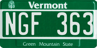 VT license plate NGF363