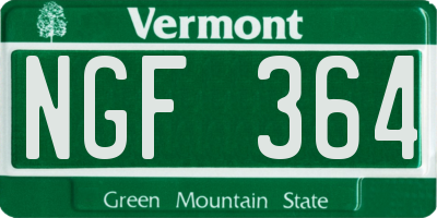 VT license plate NGF364