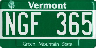 VT license plate NGF365