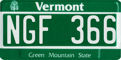 VT license plate NGF366