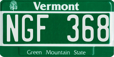 VT license plate NGF368