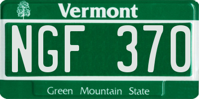 VT license plate NGF370