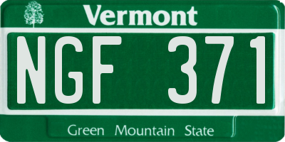 VT license plate NGF371