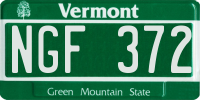 VT license plate NGF372