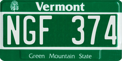 VT license plate NGF374