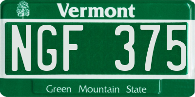 VT license plate NGF375