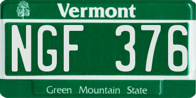VT license plate NGF376