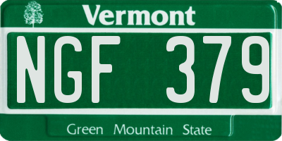 VT license plate NGF379
