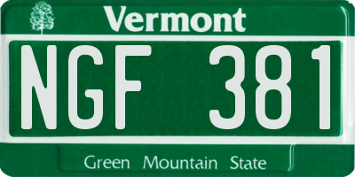 VT license plate NGF381