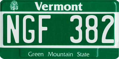 VT license plate NGF382