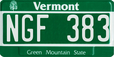 VT license plate NGF383