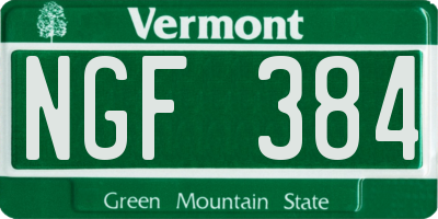 VT license plate NGF384