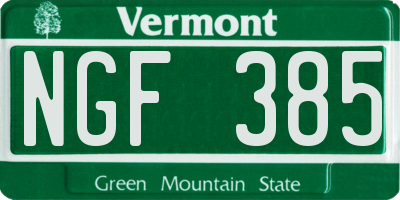 VT license plate NGF385