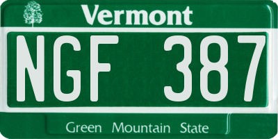VT license plate NGF387